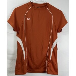 NWT Women's TYR Short Sleeve Tech Tee Shirt Burnt Orange & White - Small